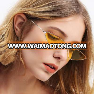 2019 Men/Women triangle Sunglasses New Fashion Ocean lens Eyewear Metal cat eye lentes de sol Vintage Sun Glasses wholesale